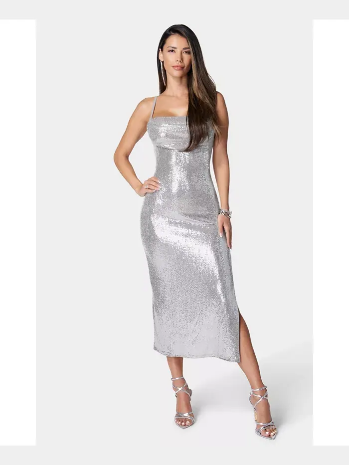 Женское платье SPAGHETTI GOWN длинное облегающее макси Bebe