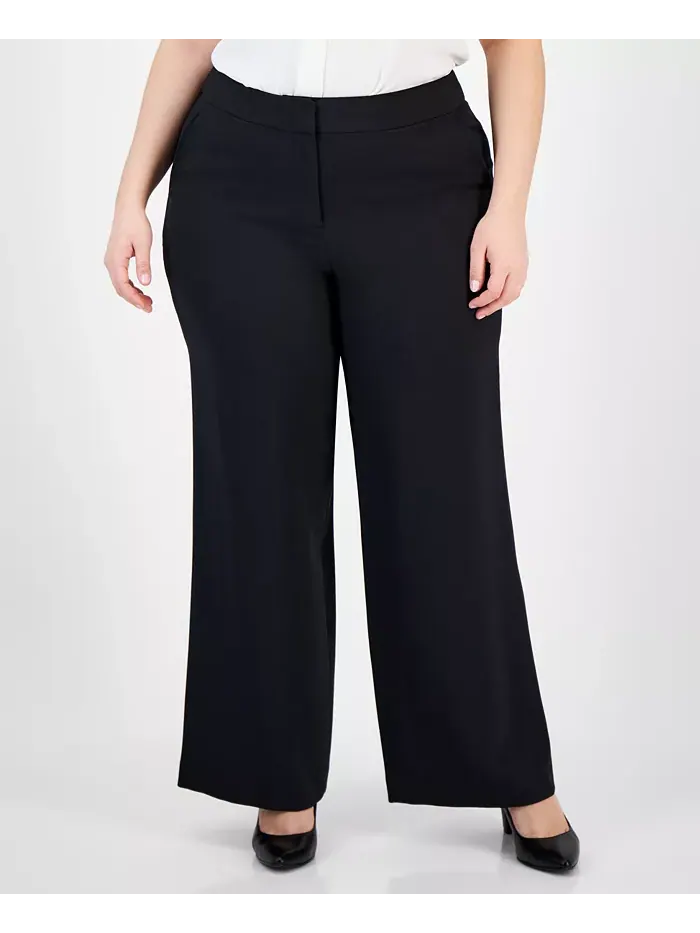 Женские брюки Plus Size Mid-Rise Wide-Leg Pants Tahari ASL — изображение 1 из 2, черный