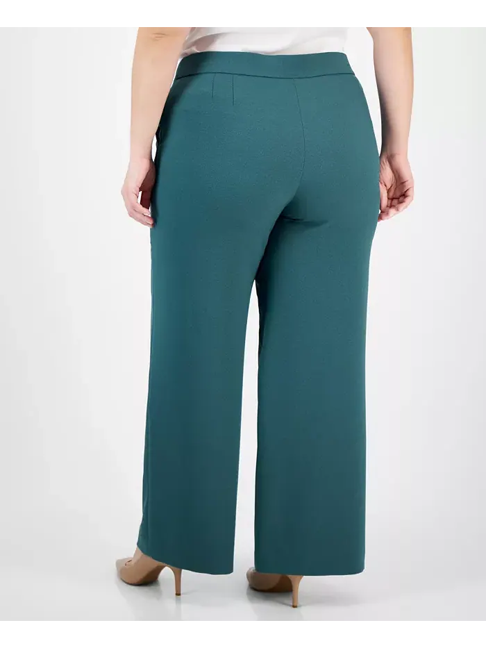 Женские брюки Plus Size Mid-Rise Wide-Leg Pants Tahari ASL — изображение 3 из 4, зеленый