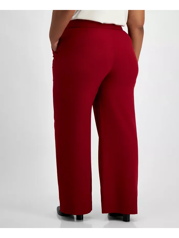 Женские брюки Plus Size Mid-Rise Wide-Leg Pants Tahari ASL — изображение 2 из 2, малина