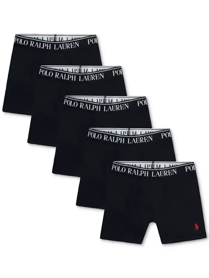 Боксеры Big Boys Stretch, 5 штук в упаковке Polo Ralph Lauren — изображение 1 из 8, черный