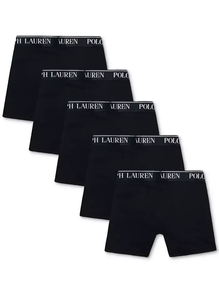 Боксеры Big Boys Stretch, 5 штук в упаковке Polo Ralph Lauren — изображение 5 из 8, черный