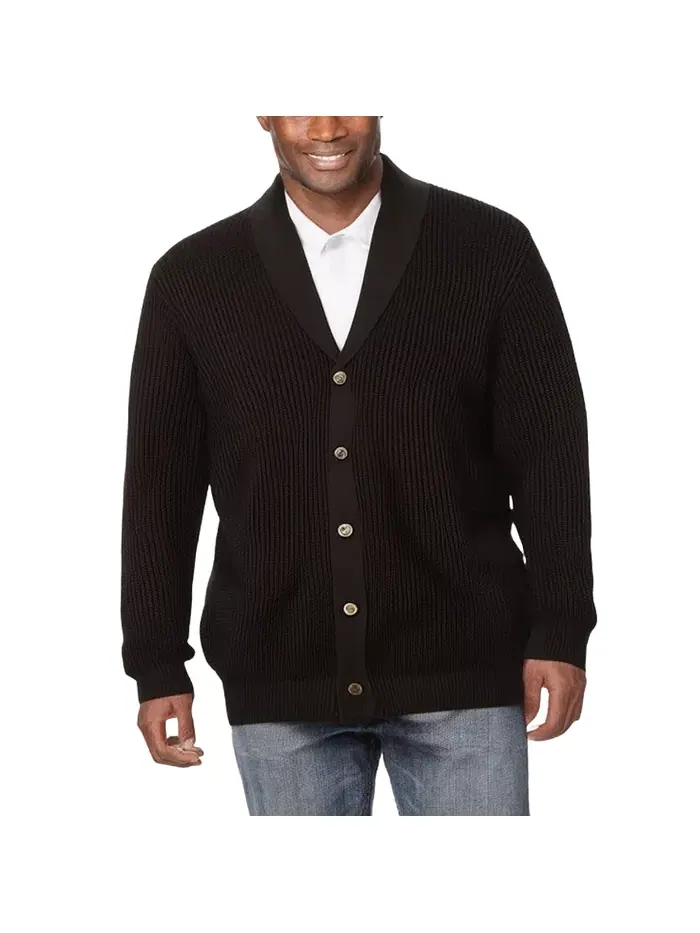 Кардиган с воротником-шалью Big & Tall Shaker Knit KingSize — изображение 1 из 2, черный