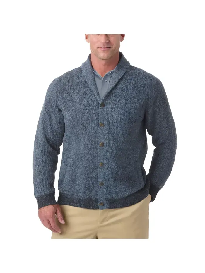 Кардиган с воротником-шалью Big & Tall Shaker Knit KingSize — изображение 1 из 3, темно-синий