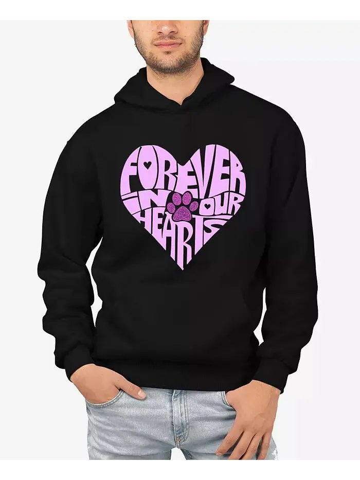 Forever In Our Hearts - Мужская толстовка с капюшоном Word Art LA Pop Art — изображение 1 из 7, черный