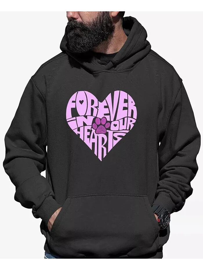 Forever In Our Hearts - Мужская толстовка с капюшоном Word Art LA Pop Art — изображение 4 из 6, розовый
