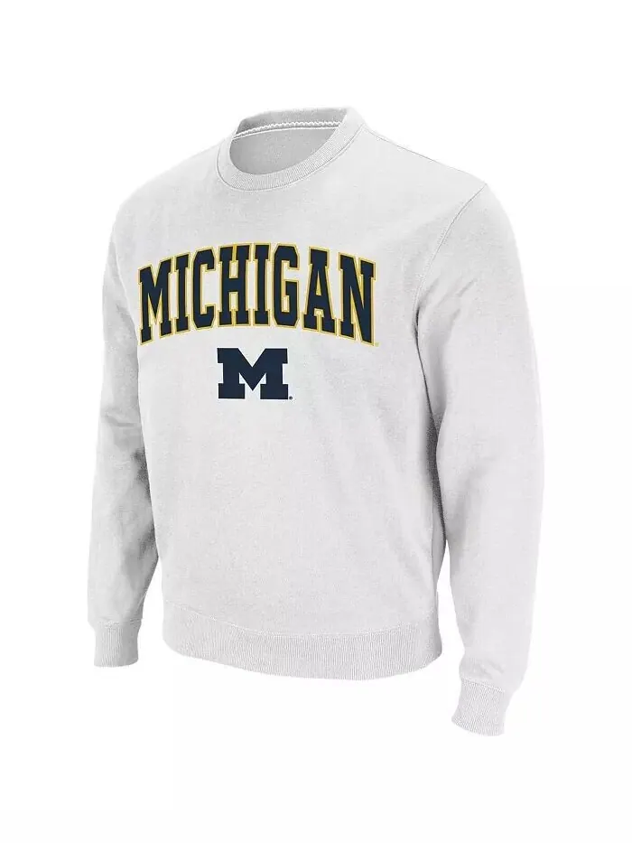 Мужская толстовка Michigan Wolverines Arch & Logo с круглым вырезом Colosseum — изображение 7 из 7, темно-серый