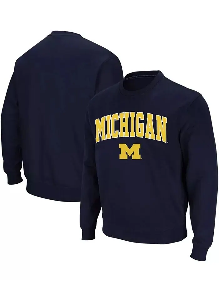 Мужская толстовка Michigan Wolverines Arch & Logo с круглым вырезом Colosseum — изображение 1 из 7, темно-синий