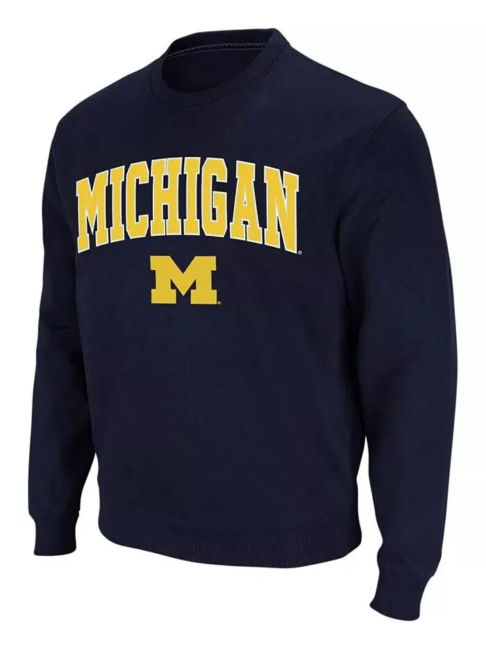 Мужская толстовка Michigan Wolverines Arch & Logo с круглым вырезом Colosseum — изображение 2 из 7, темно-синий
