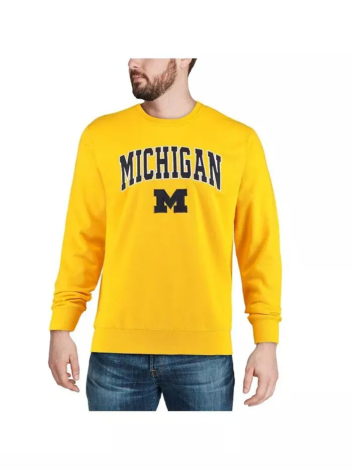 Мужская толстовка Michigan Wolverines Arch & Logo с круглым вырезом Colosseum — изображение 2 из 7, желтый