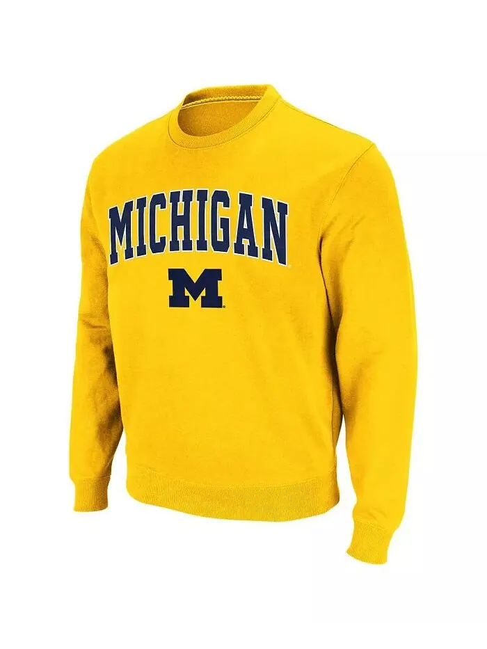 Мужская толстовка Michigan Wolverines Arch & Logo с круглым вырезом Colosseum — изображение 4 из 7, желтый
