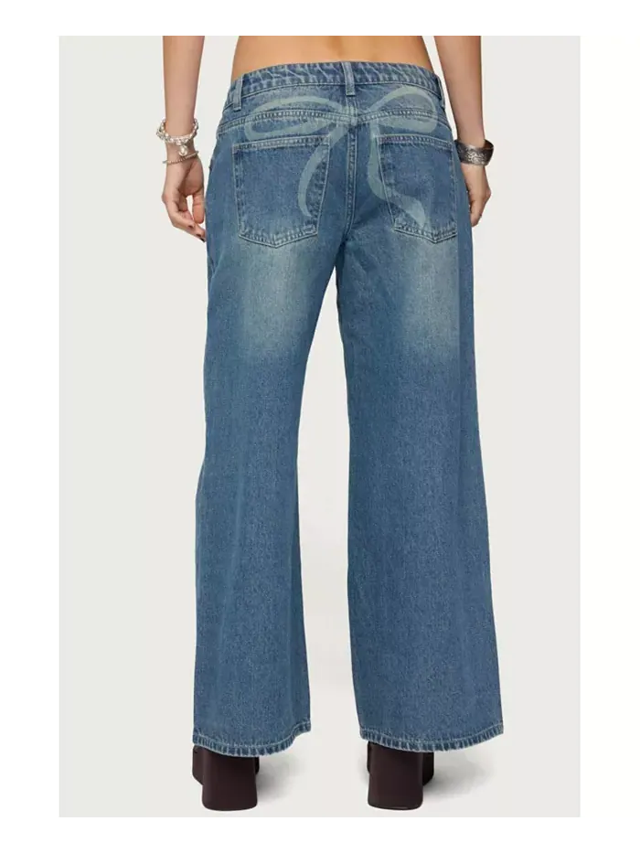 Женские джинсы Petite Vyxen Vintage Washed Low Rise Edikted — изображение 2 из 5, синий-винтажный