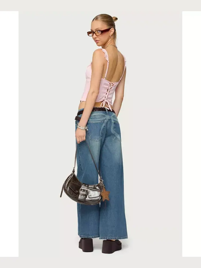 Женские джинсы Petite Vyxen Vintage Washed Low Rise Edikted — изображение 3 из 5, синий-винтажный