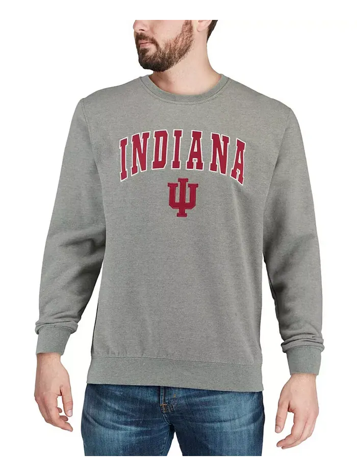 Мужской свитшот с круглым вырезом Indiana Hoosiers с арочным логотипом Colosseum — изображение 4 из 7, серый