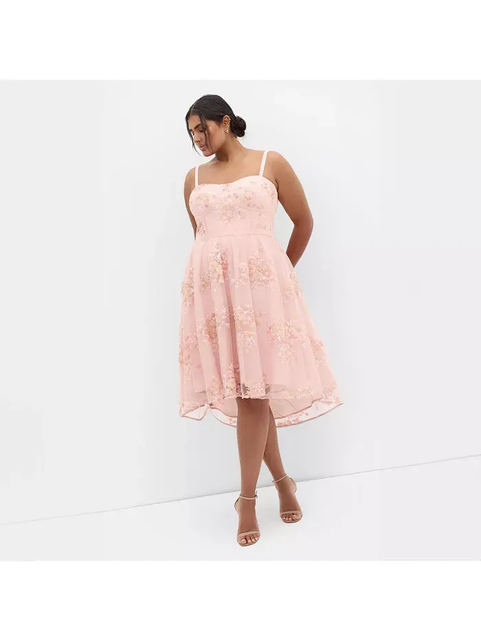 Платье без бретелей из тюля Plus Size Ambrosia CITY CHIC — изображение 1 из 5, розовый