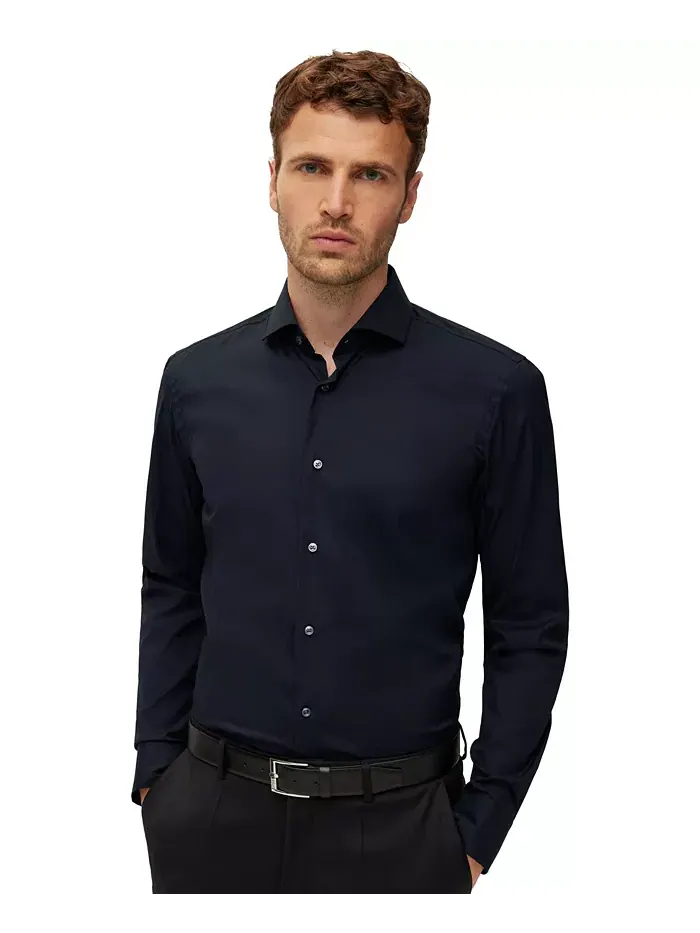 Мужская классическая рубашка Slim-Fit Easy-Iron Hugo Boss — изображение 1 из 4, черный