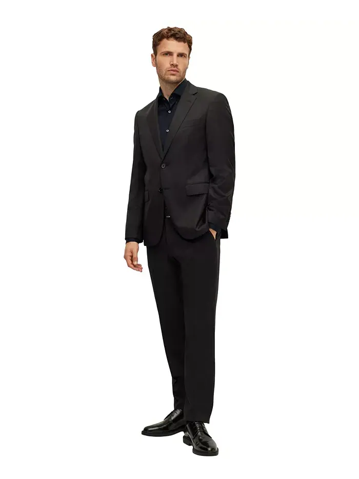 Мужская классическая рубашка Slim-Fit Easy-Iron Hugo Boss — изображение 4 из 4, черный