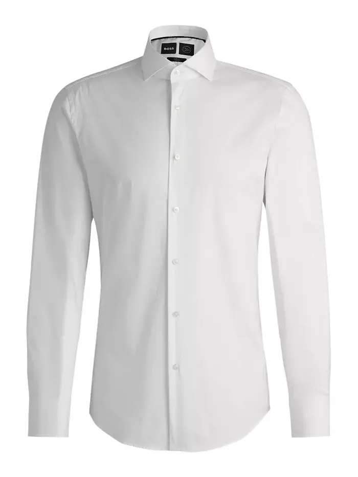 Мужская классическая рубашка Slim-Fit Easy-Iron Hugo Boss — изображение 2 из 4, белый