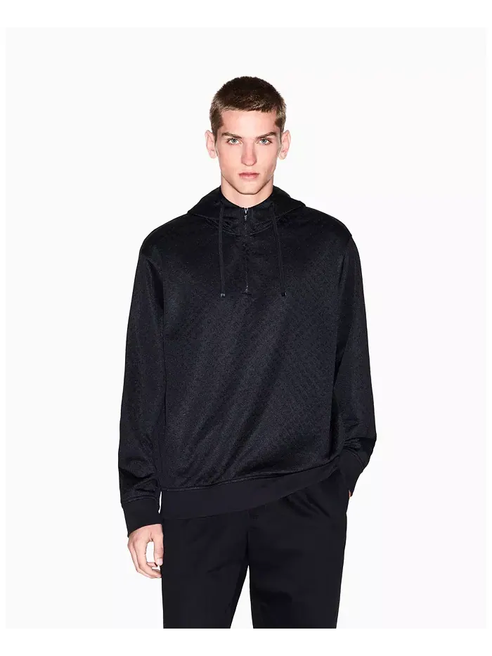 Мужская худи с жаккардовым логотипом по всей поверхности A|X Armani Exchange — изображение 1 из 5, черный