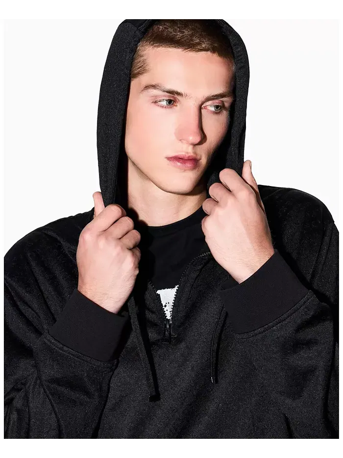 Мужская худи с жаккардовым логотипом по всей поверхности A|X Armani Exchange — изображение 4 из 5, черный