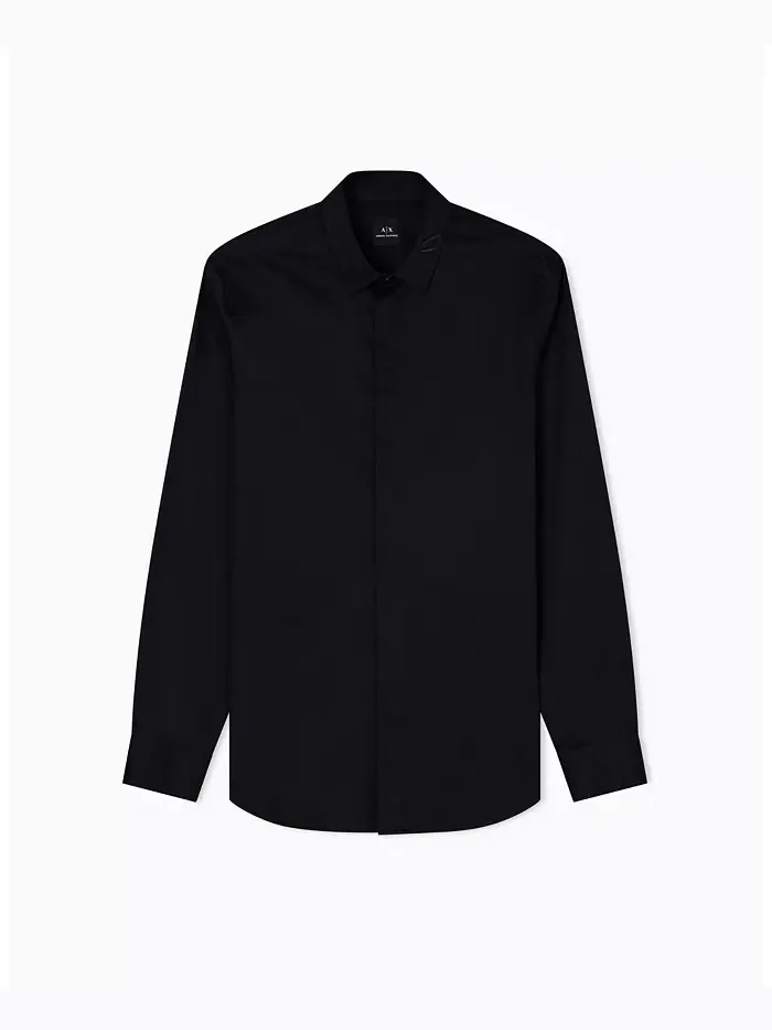 Мужская ночная сатиновая рубашка Lab Satin Woven A|X Armani Exchange — изображение 5 из 5, черный