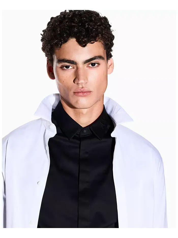 Мужская ночная сатиновая рубашка Lab Satin Woven A|X Armani Exchange — изображение 3 из 5, белый