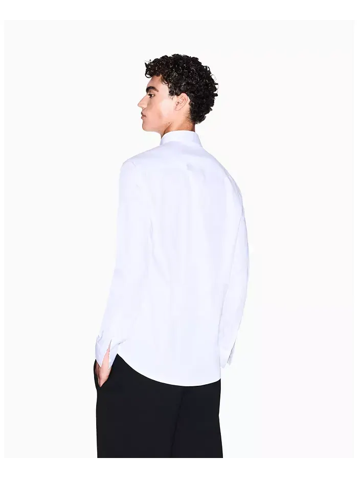 Мужская ночная сатиновая рубашка Lab Satin Woven A|X Armani Exchange — изображение 4 из 5, белый
