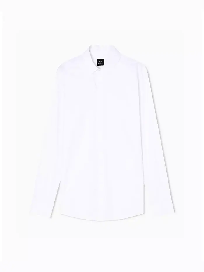 Мужская ночная сатиновая рубашка Lab Satin Woven A|X Armani Exchange — изображение 5 из 5, белый