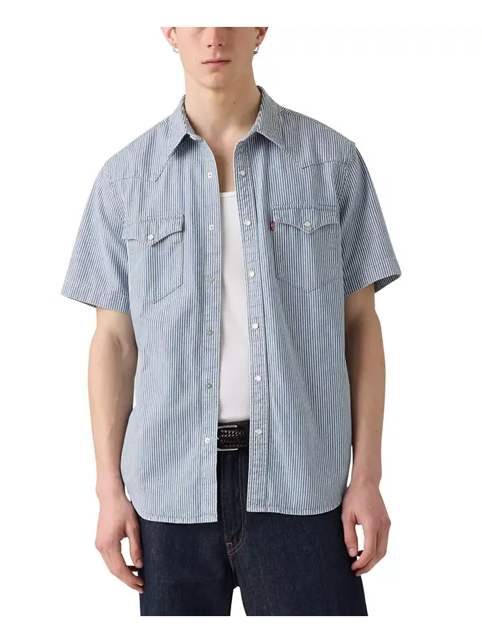 Мужская западная рубашка с коротким рукавом и застежкой на кнопки Levi'S — изображение 1 из 2, синий