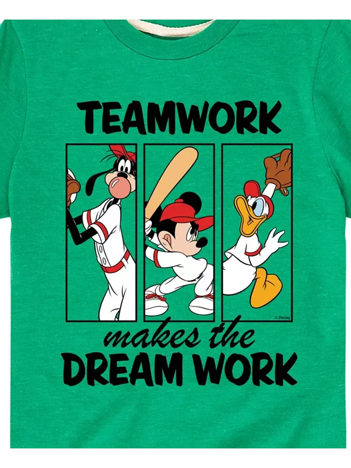 Футболка с принтом "Teamwork Makes The Dream Work" для мальчиков Toddler Disney — изображение 3 из 3, зеленый