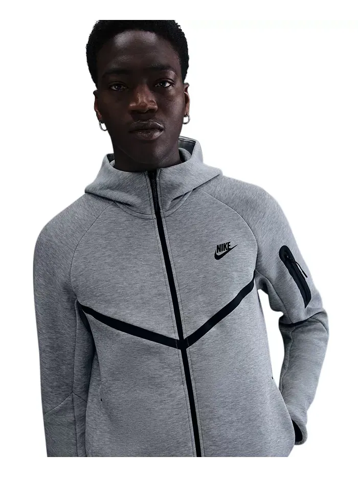 Мужская худи Tech Fleece Full-Zip Windrunner с логотипом Nike — изображение 2 из 4, серый