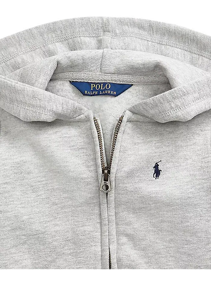Детская флисовая худи с молнией для девочек 7-16 лет Polo Ralph Lauren — изображение 3 из 3, серый