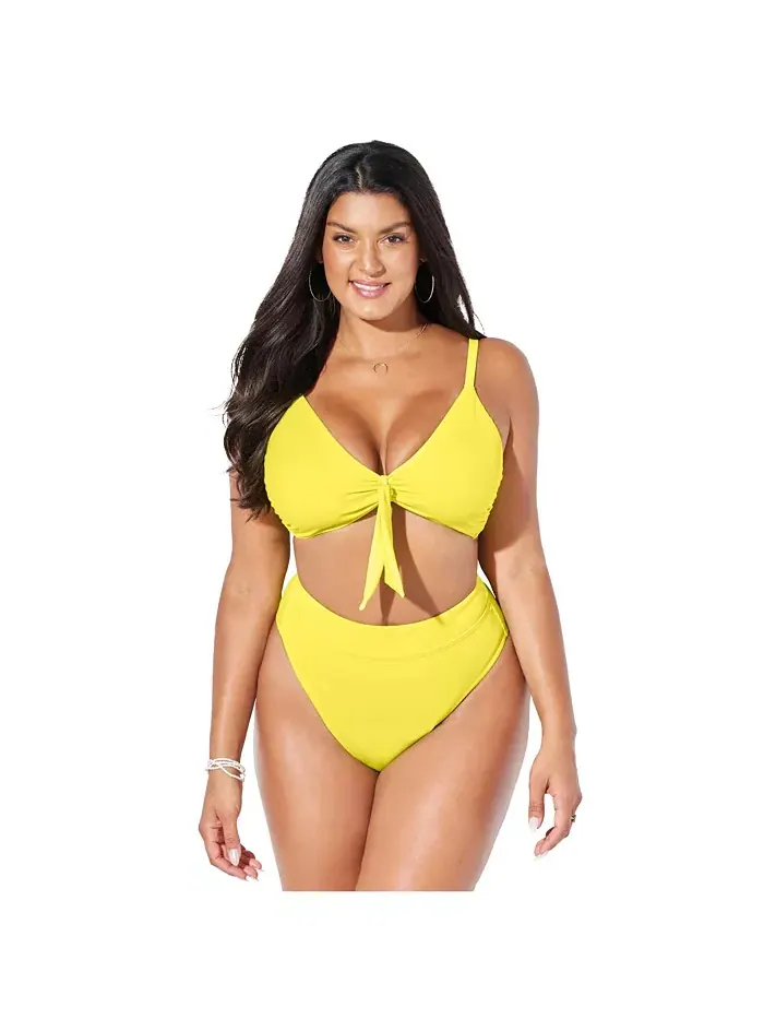 Женский бикини-топ Mentor с завязками спереди Swimsuits for All — зеленый