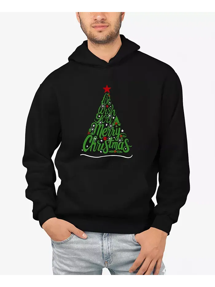 Мужская толстовка с капюшоном "We Wish You A Merry Christmas" с принтом LA Pop Art — изображение 1 из 3, черный