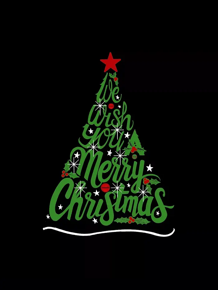 Мужская толстовка с капюшоном "We Wish You A Merry Christmas" с принтом LA Pop Art — изображение 3 из 3, черный