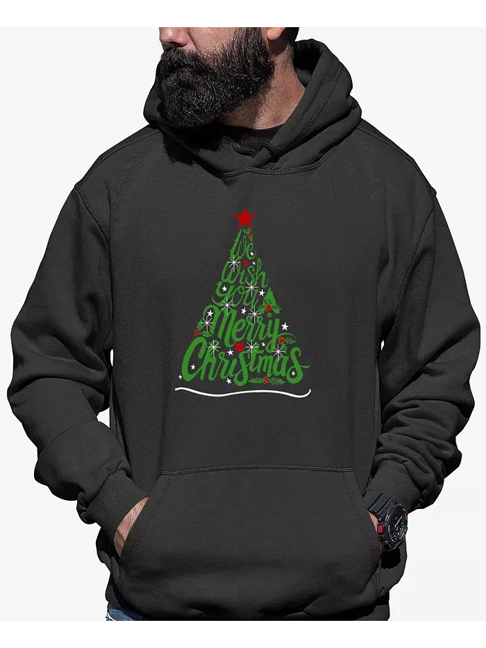 Мужская толстовка с капюшоном "We Wish You A Merry Christmas" с принтом LA Pop Art — изображение 1 из 2, темный серый