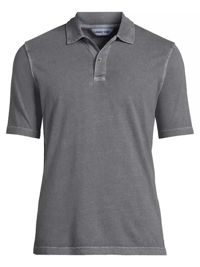 Мужская короткая футболка Sun Faded Super T Polo Lands' End — изображение 3 из 4, серый