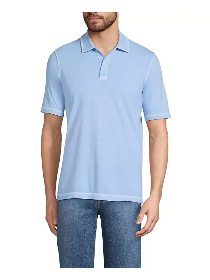 Мужская короткая футболка Sun Faded Super T Polo Lands' End — изображение 1 из 2, синий