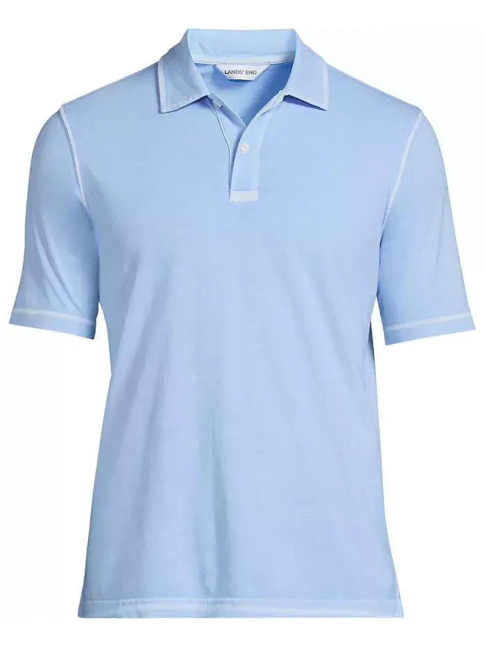 Мужская короткая футболка Sun Faded Super T Polo Lands' End — изображение 2 из 2, синий