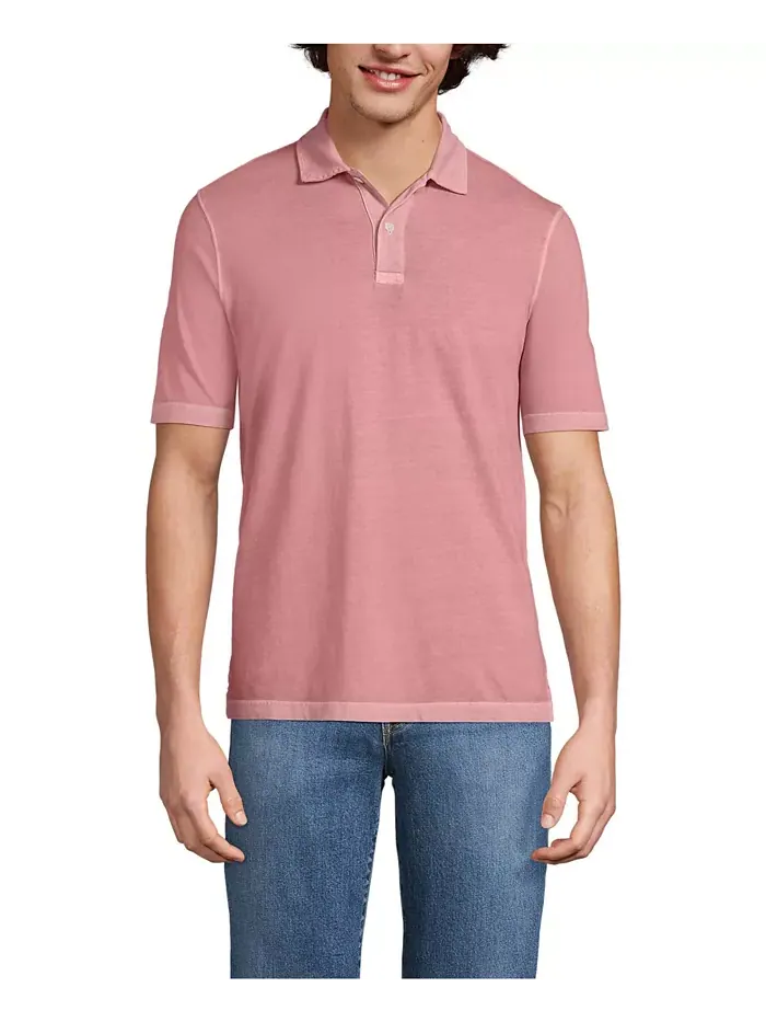Мужская короткая футболка Sun Faded Super T Polo Lands' End — изображение 1 из 2, красный