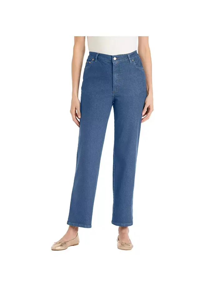 Женские джинсы Within Stretch Denim с широкими штанинами и пятью карманами Woman Within — изображение 1 из 3, синий