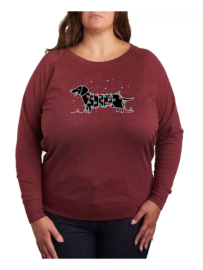 Пуловер с принтом Dachshund Lights Plus Size Hybrid Apparel — изображение 1 из 3, красный