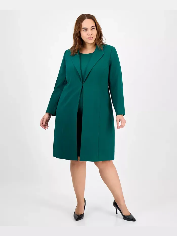 Комплект платья-футляр без рукавов Plus Size Le Suit — зеленый