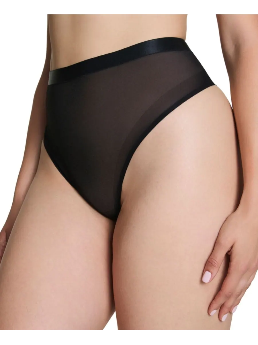Женские полупрозрачные корректирующие трусики-стринги 10574R SPANX — черный
