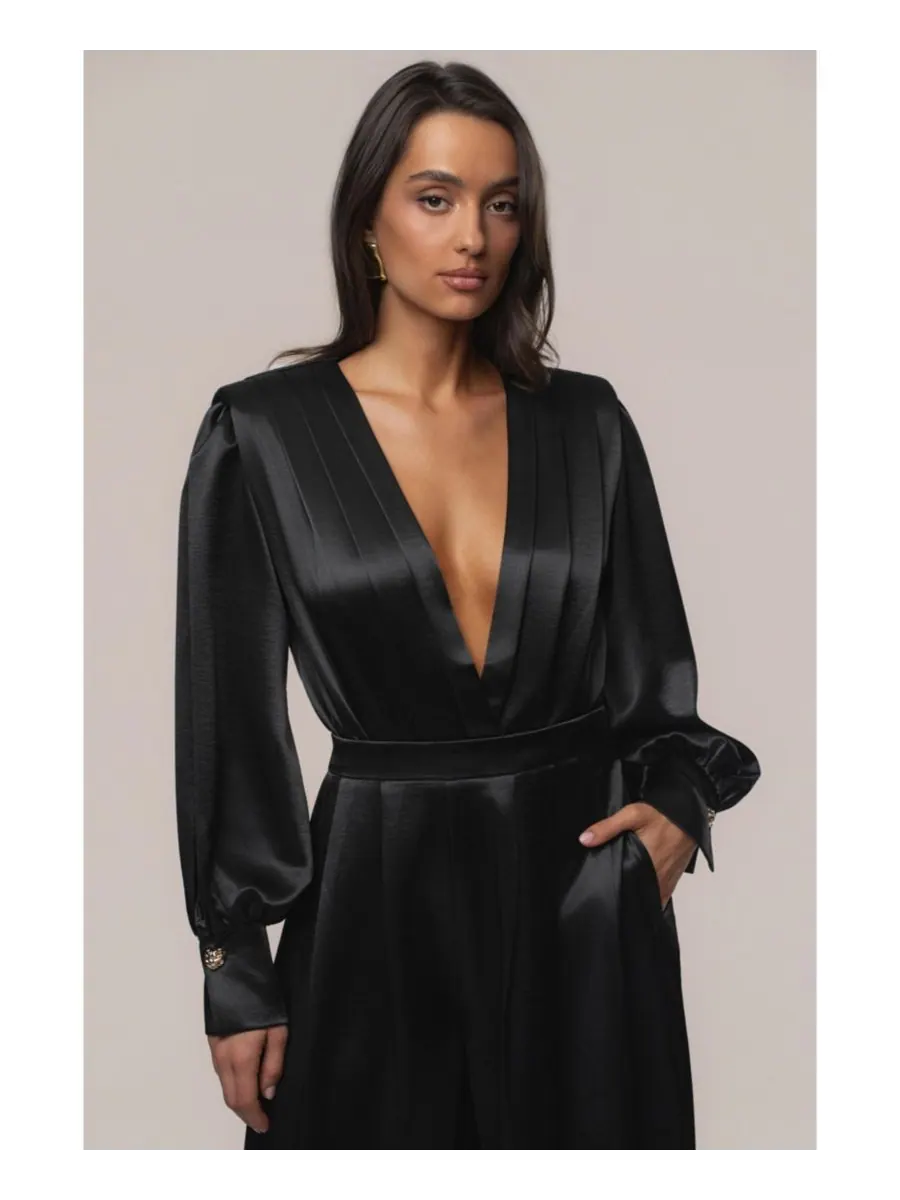 Женский атласный боди Сияние JLUXLABEL — изображение 1 из 7, черный