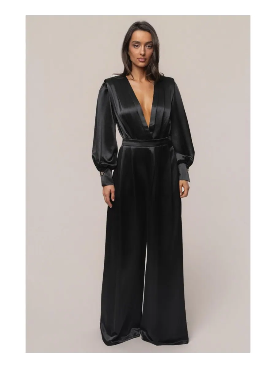 Женский атласный боди Сияние JLUXLABEL — изображение 2 из 7, черный