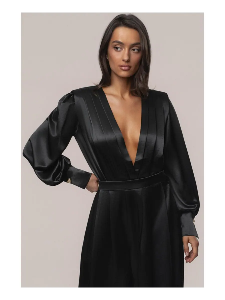 Женский атласный боди Сияние JLUXLABEL — изображение 4 из 7, черный