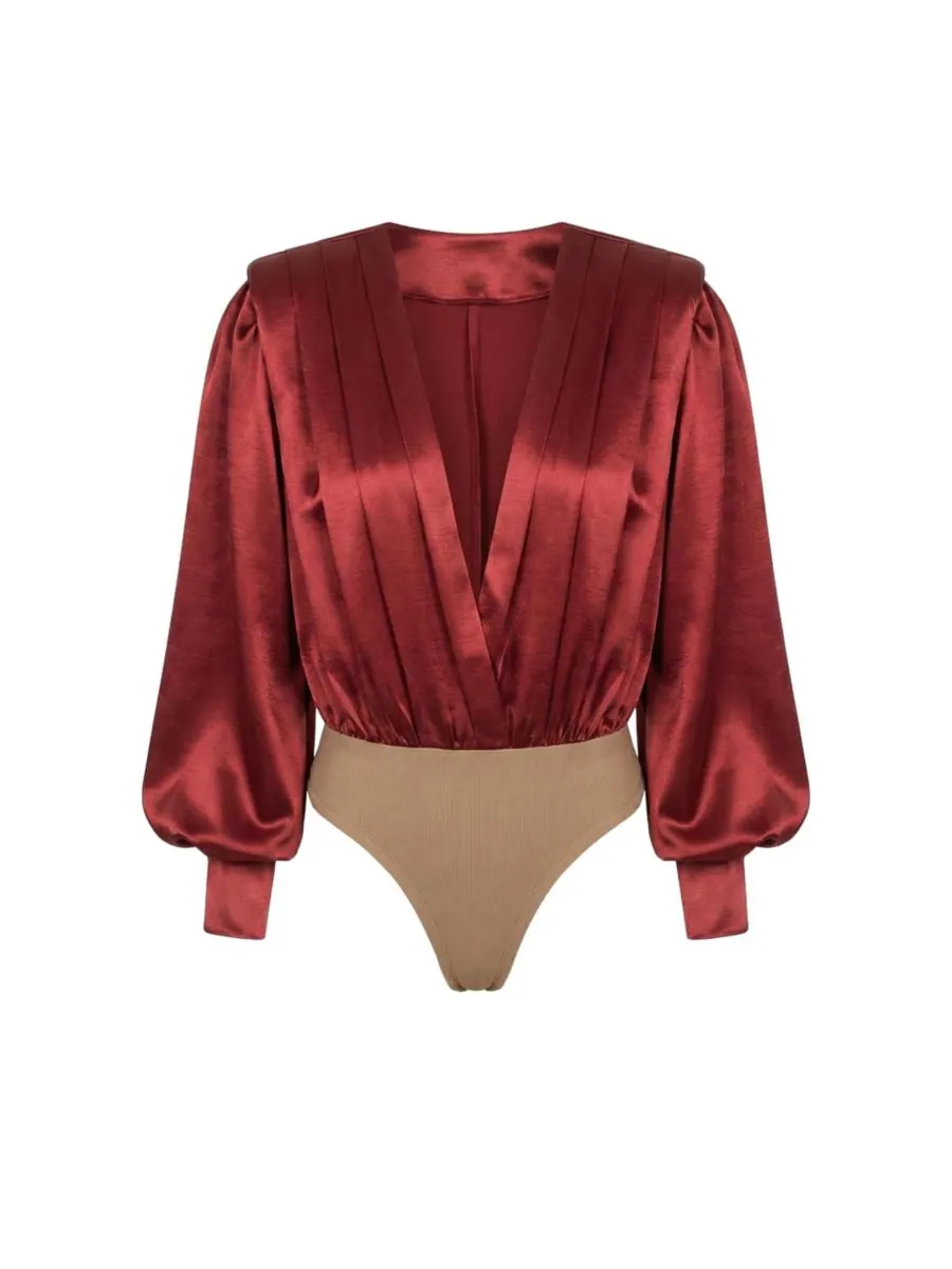 Женский атласный боди Сияние JLUXLABEL — изображение 2 из 8, красный