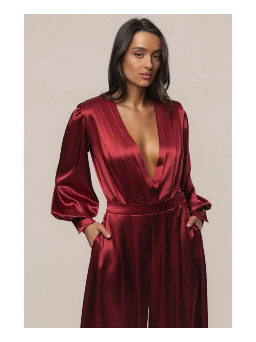 Женский атласный боди Сияние JLUXLABEL — изображение 5 из 8, красный