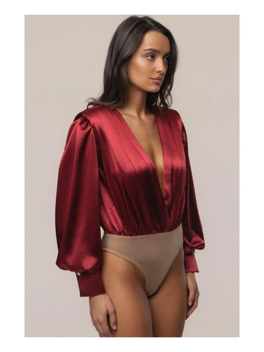 Женский атласный боди Сияние JLUXLABEL — изображение 6 из 8, красный